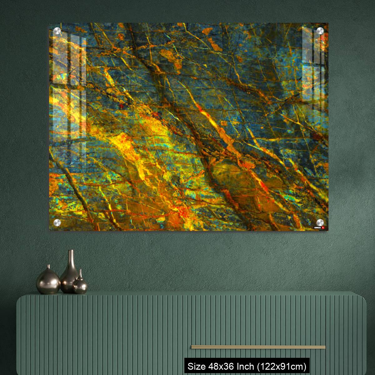 OMGs Acrylic Wall Decor – Yellow orange blue abstract grunge background - Image 2