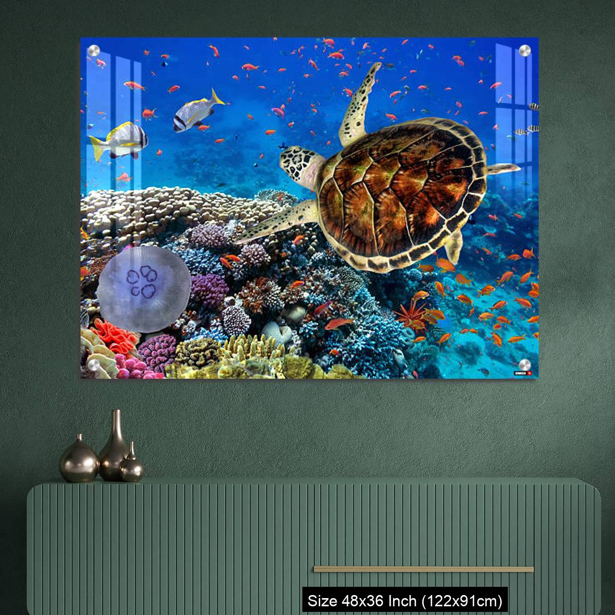 OMGs Acrylic Wall Decor – colorful coral reef with many fishes and sea turtle - Image 2