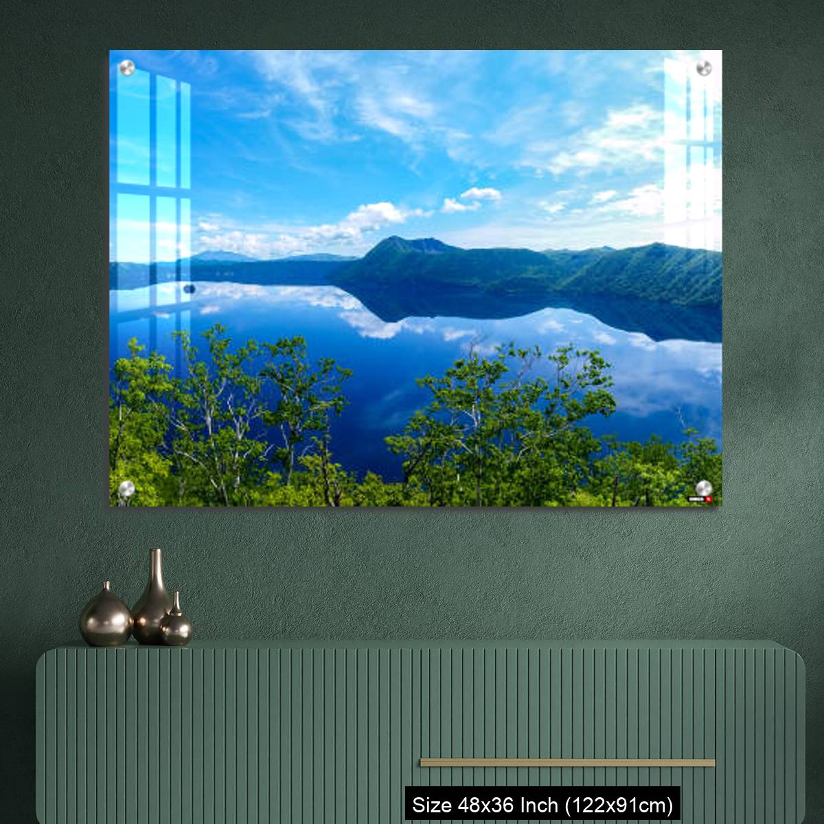 OMGs Acrylic Wall Decor – panoramic view of a lake reflecting sky. Lake Mashu,Akan National Park,Japan. - Image 2