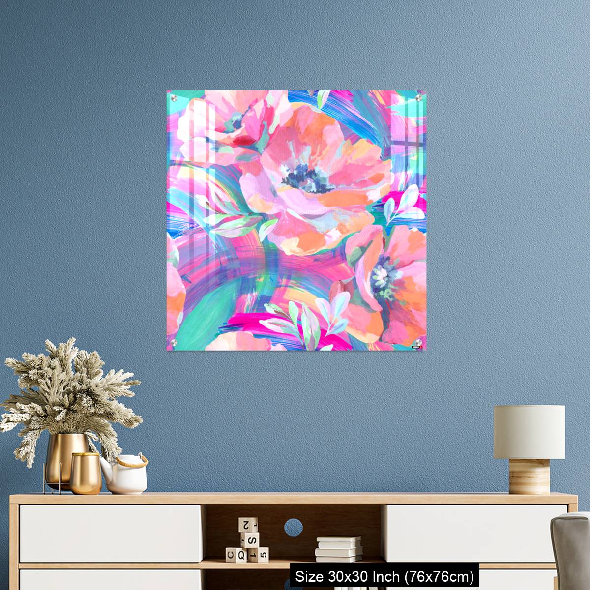 OMGs Acrylic Wall Decor – Acrylic flowers, leaves, paint smears seamless pattern. - Image 3