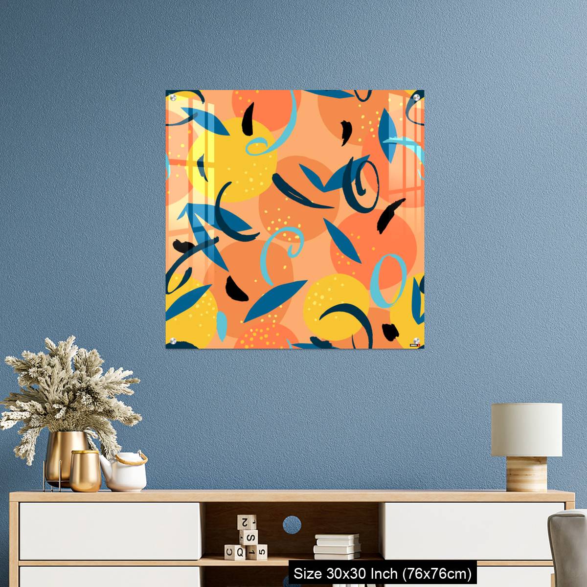 OMGs Acrylic Wall Decor – Floral Fruit seamless pattern made of oranges with leaves - Image 3