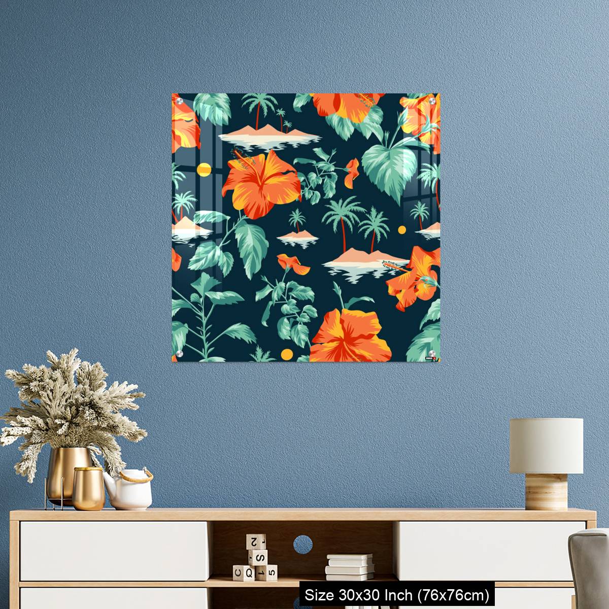 OMGs Acrylic Wall Decor – Floral seamless pattern with Chinese Hibiscus rose flowers. - Image 3