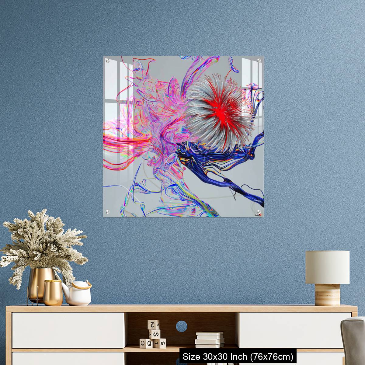 OMGs Acrylic Wall Decor – Flower abstract 3D color wired glass  background - Image 3