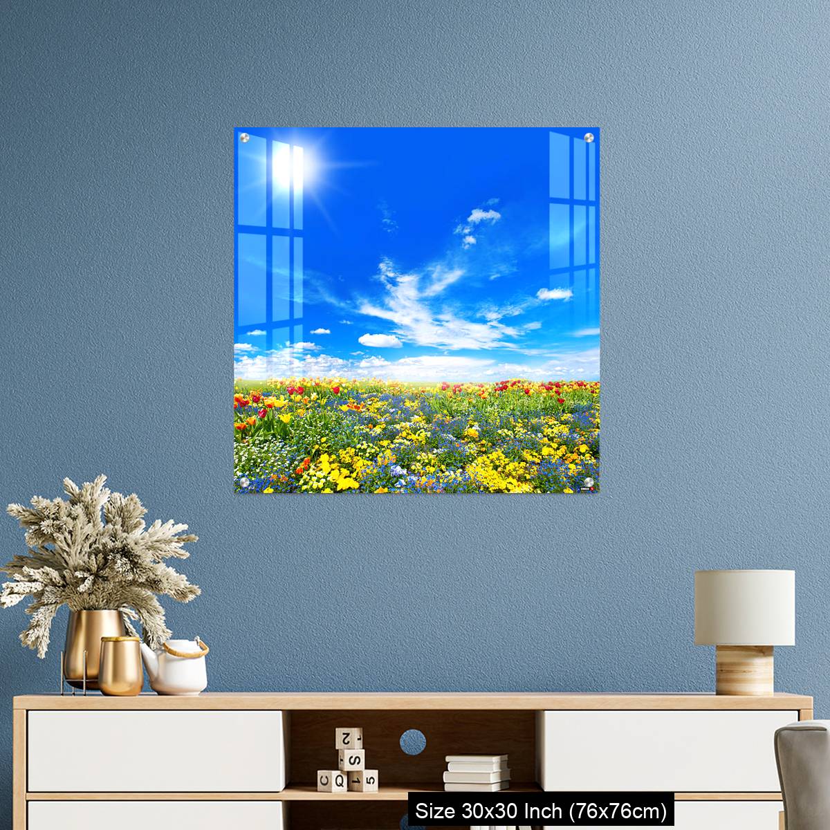 OMGs Acrylic Wall Decor – Meadow with colorful spring flowers. Tulips - Image 3