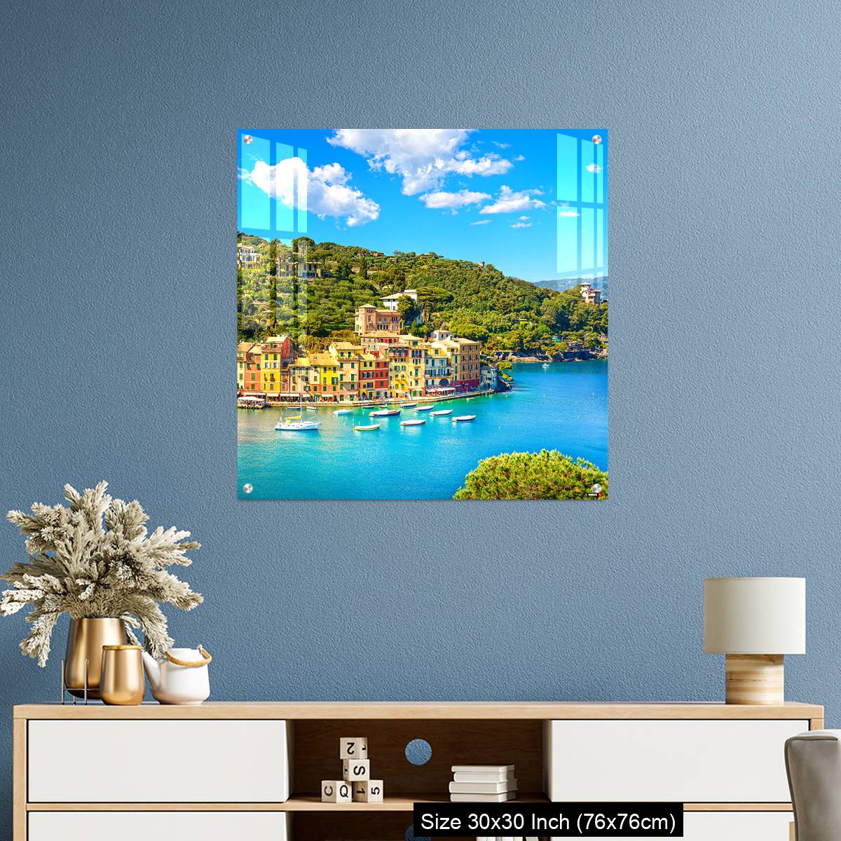 OMGs Acrylic Wall Decor – Portofino luxury village landmark, panoramic aerial view. - Image 3