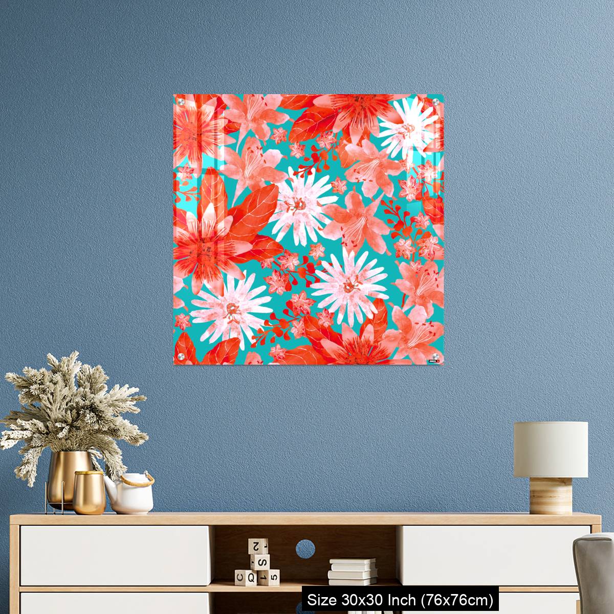OMGs Acrylic Wall Decor – Seamless pattern with Assorted Red Flowers - Image 3