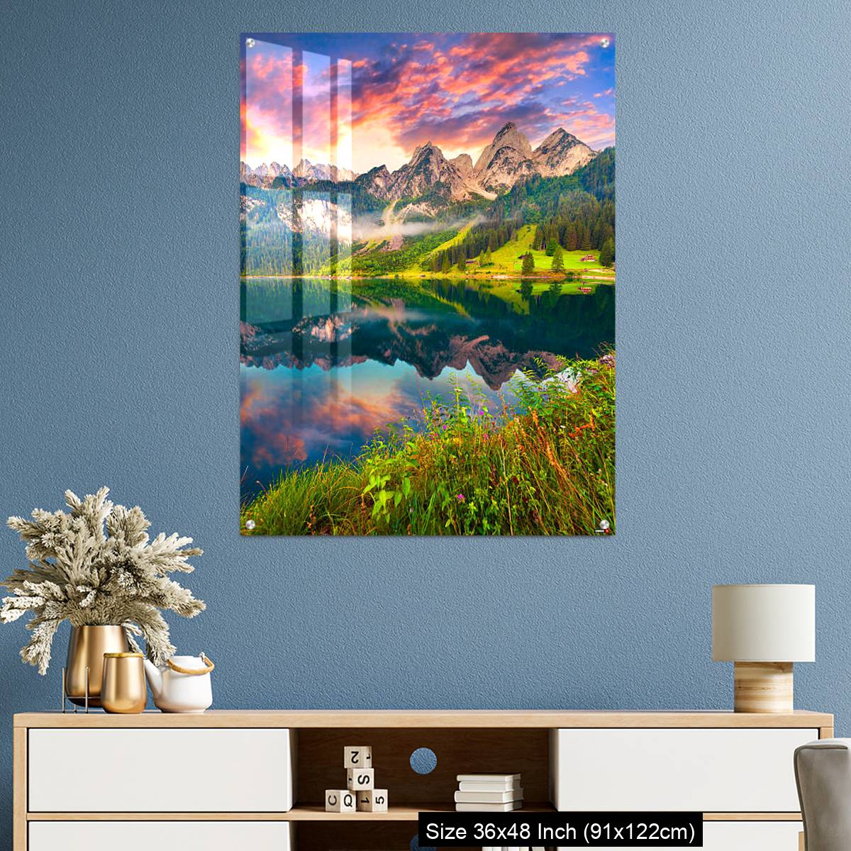 OMGs Acrylic Wall Decor – Colorful summer sunrise on the Vorderer Gosausee lake - Image 3