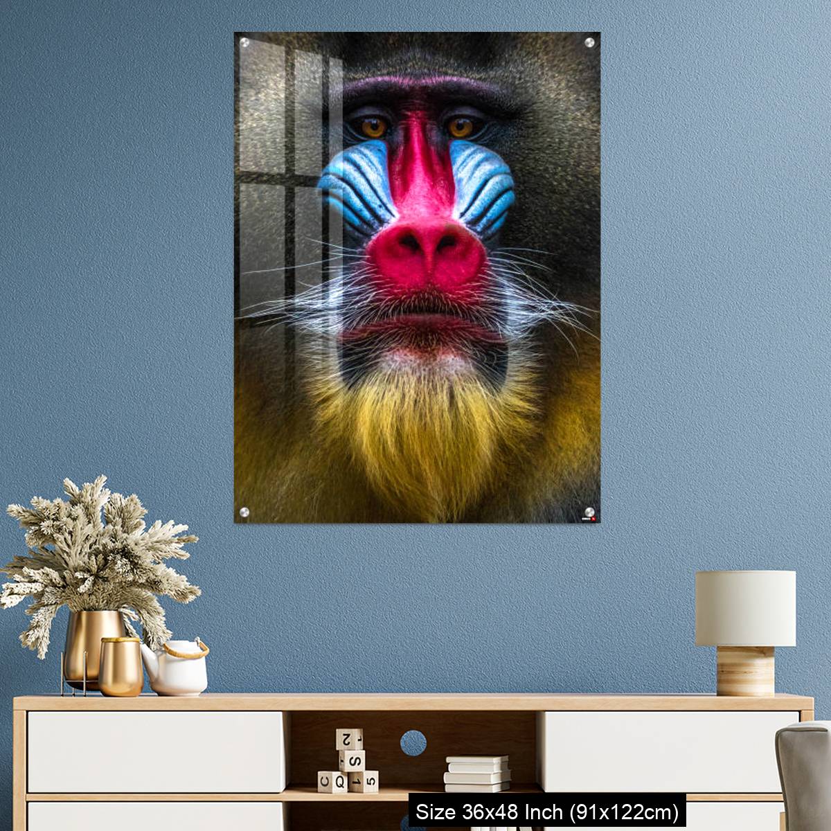 OMGs Acrylic Wall Decor – Full colors rainbow of mandrill monkey face - Image 3