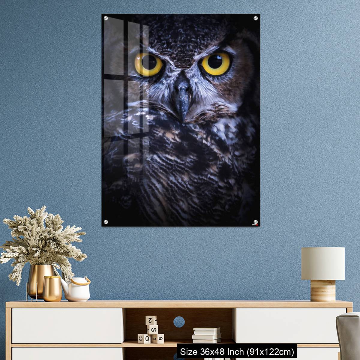 OMGs Acrylic Wall Decor – Intense Eye Contact from a Great-Horned Owl - Image 3