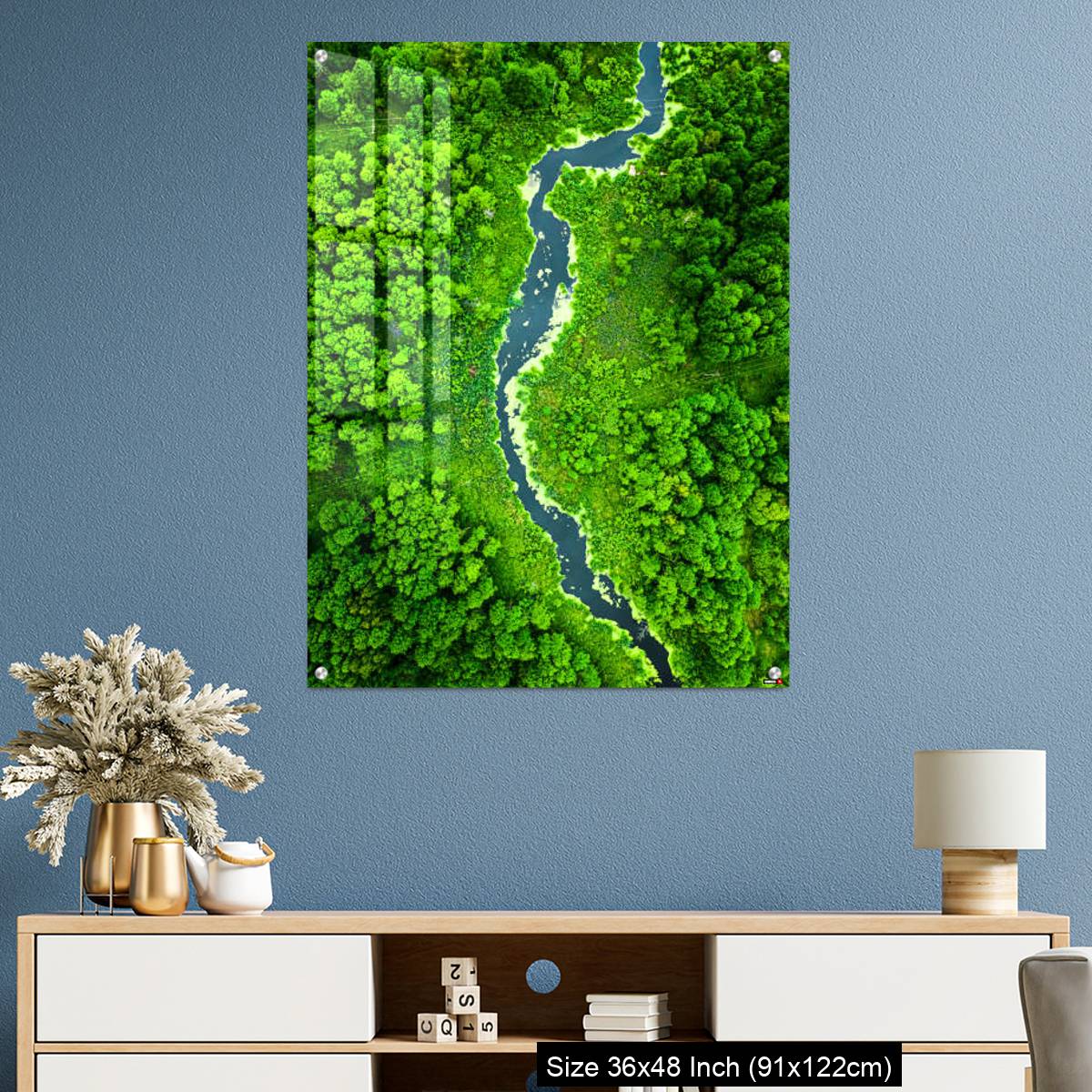 OMGs Acrylic Wall Decor – Top view of green algae on river in spring, Poland - Image 3