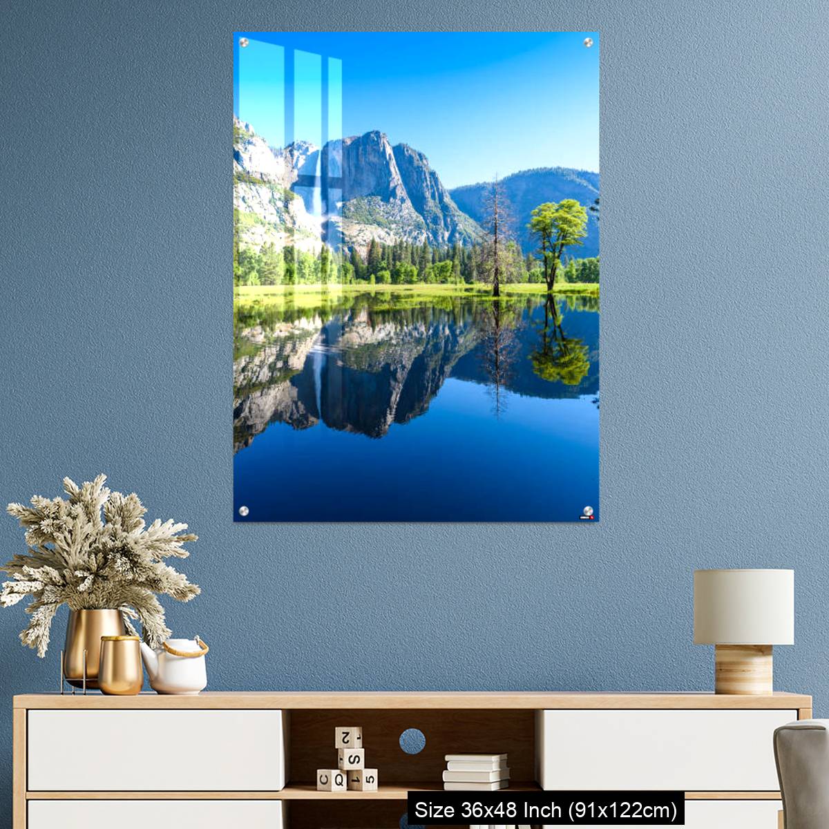 OMGs Acrylic Wall Decor – Reflection in Merced River of Yosemite waterfalls and beautiful mountain California, USA - Image 3