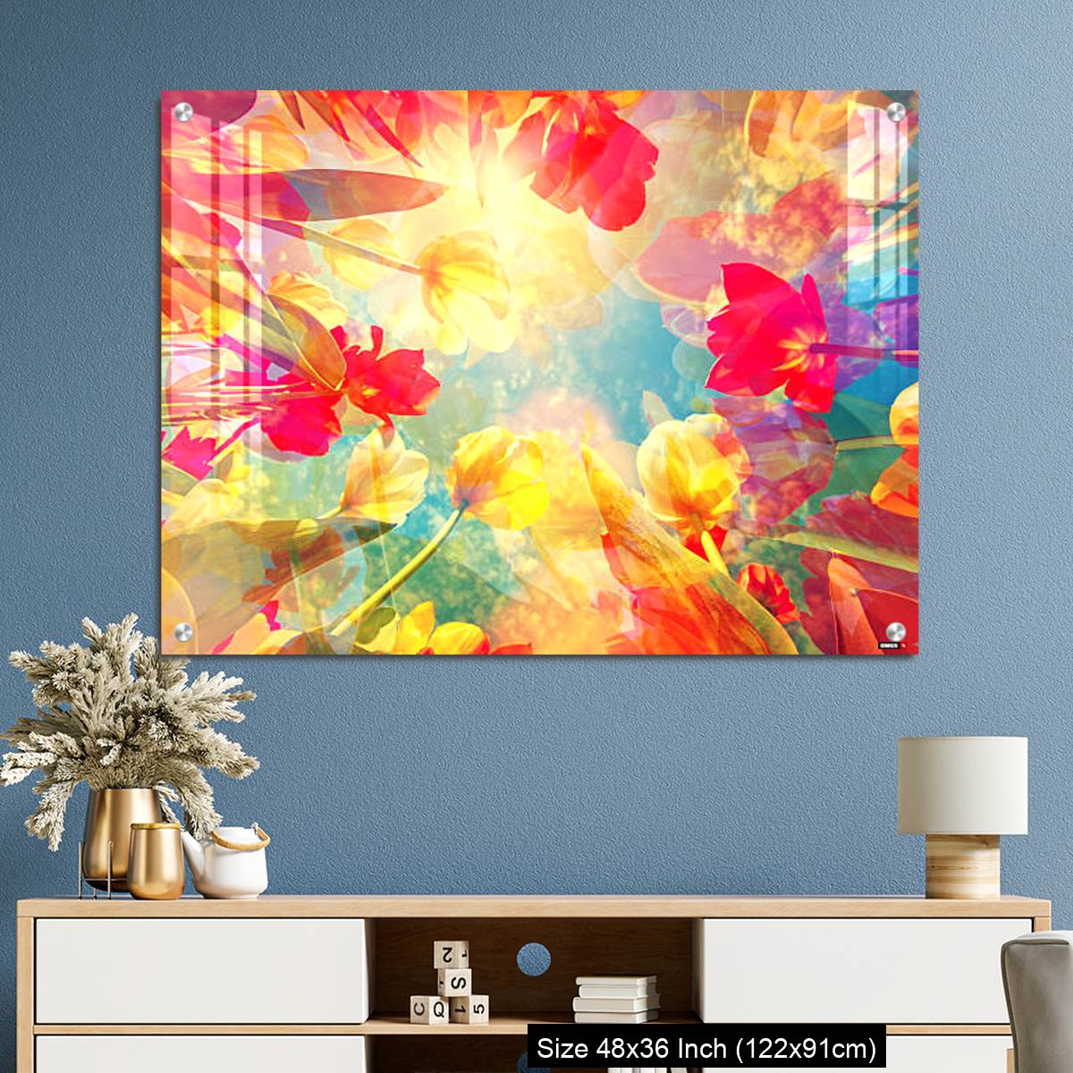 OMGs Acrylic Wall Decor – Abstract colored background with beautiful flowers, tulips and soft hues - Image 3