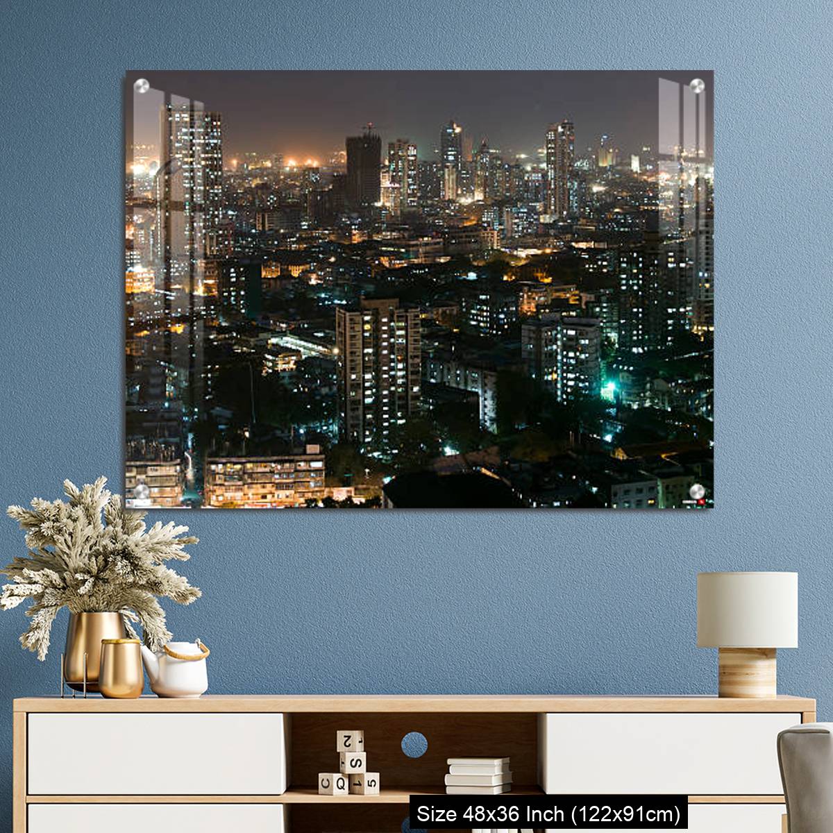 OMGs Acrylic Wall Decor – Ariel view of Mumbai, with all its beauty at night - Image 3
