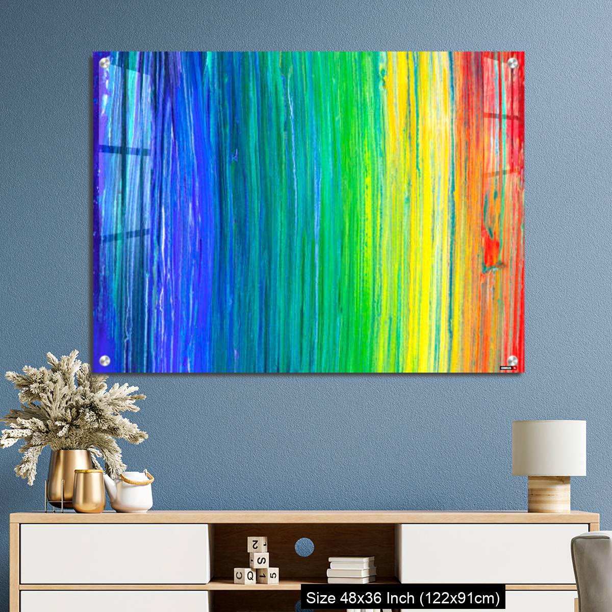 OMGs Acrylic Wall Decor – Brush stroke in rainbow colors colorful background. Symbol of childhood or equality - Image 3