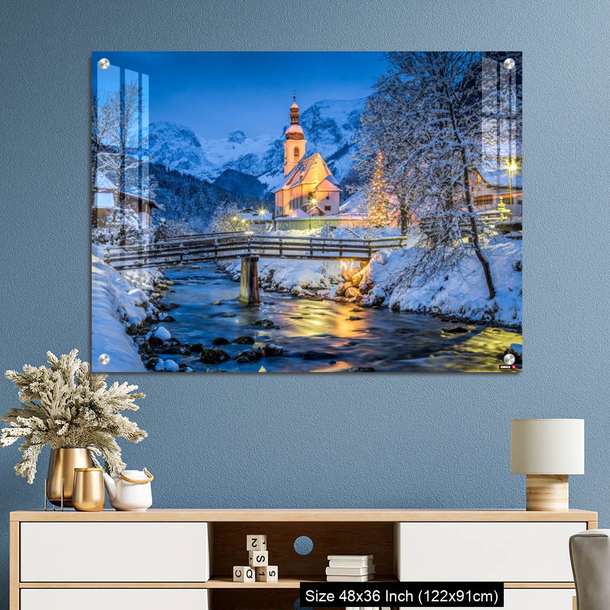 OMGs Acrylic Wall Decor – Church of Ramsau in winter twilight, Bavaria, Germany - Image 3