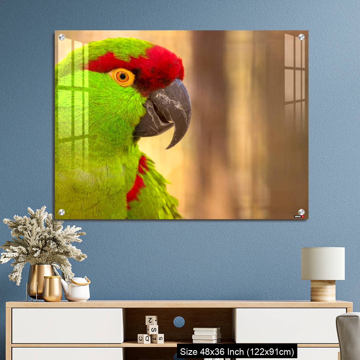 OMGs Acrylic Wall Decor – Close-up portrait of a thick billed parrot - Image 3