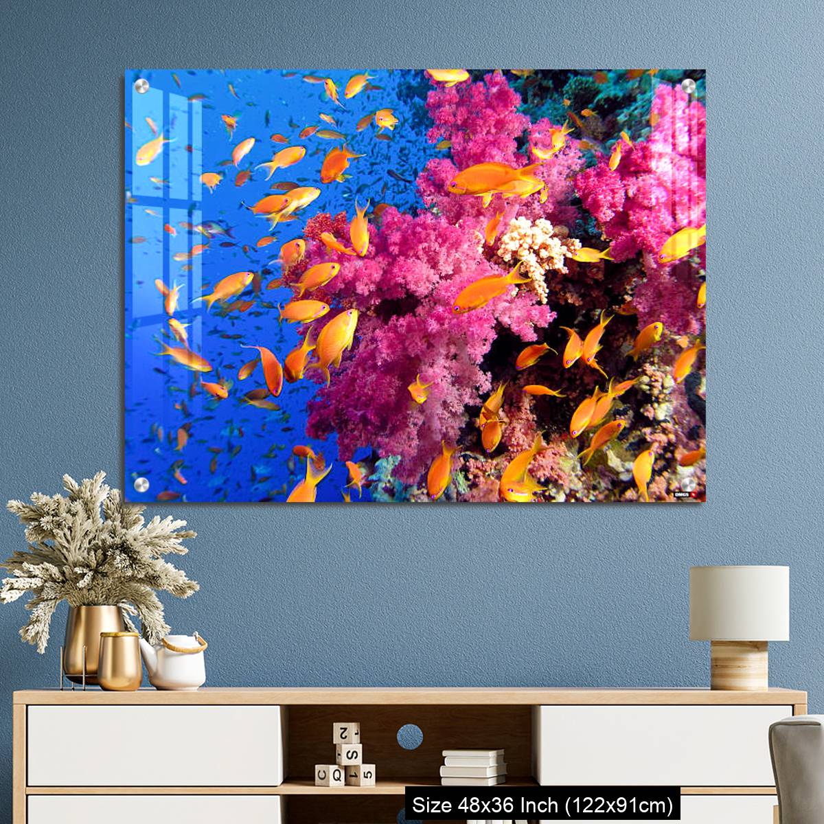 OMGs Acrylic Wall Decor – Colorful underwater picture of a coral reef, with goldfish - Image 3