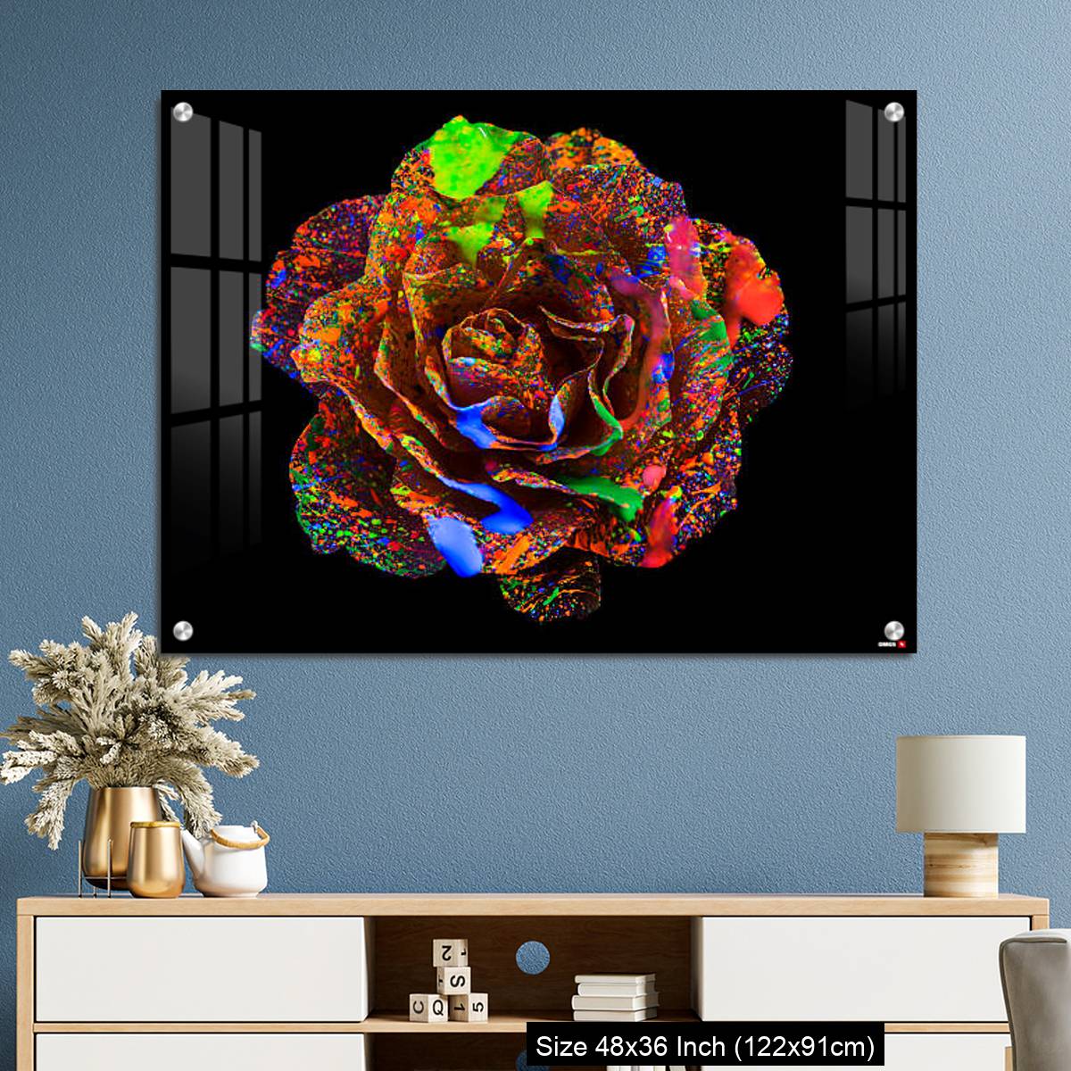 OMGs Acrylic Wall Decor – Flower on Color ink illuminating with black light - Image 3