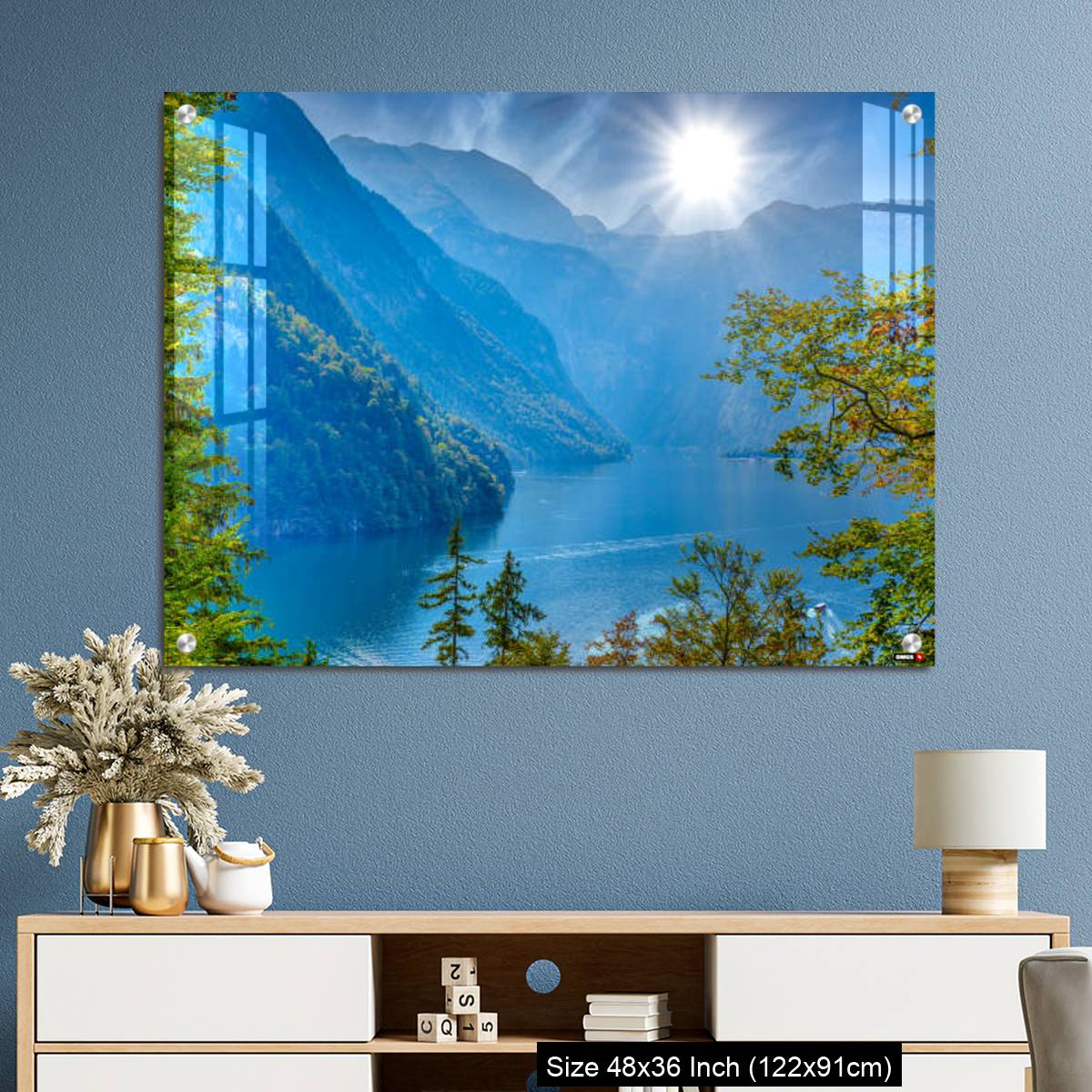 OMGs Acrylic Wall Decor – Forest window with view on lake near Schoenau am Koenigssee - Image 3