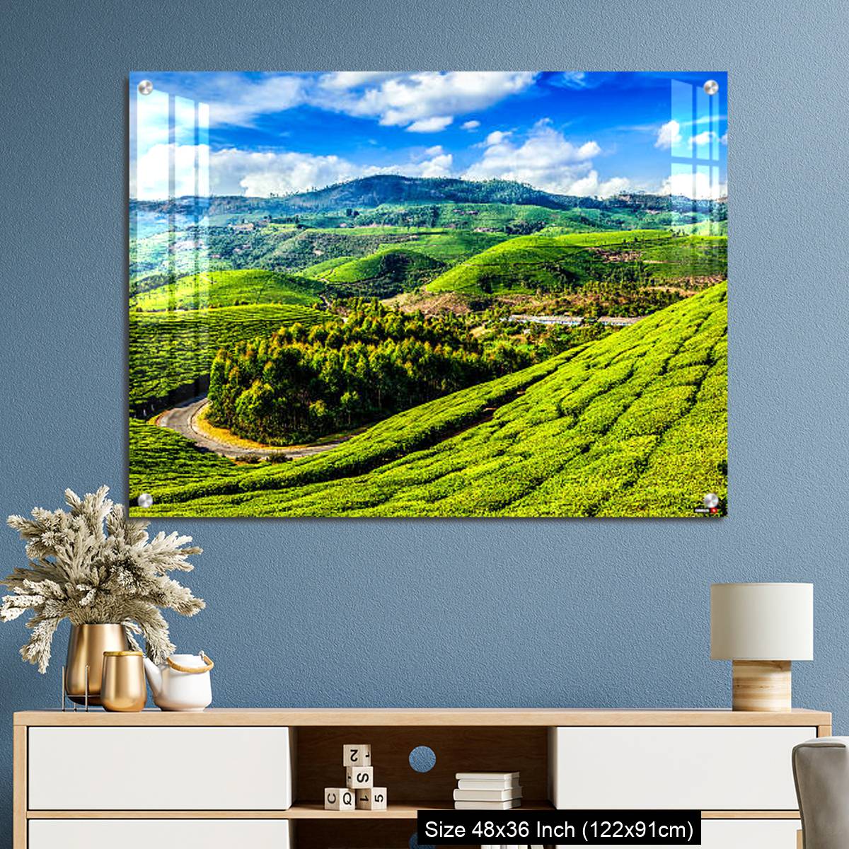 OMGs Acrylic Wall Decor – Green tea plantations in Munnar, Kerala, India - Image 3