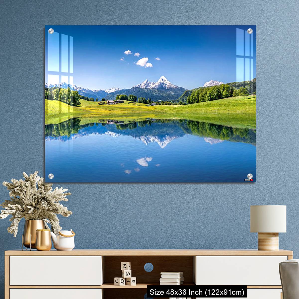 OMGs Acrylic Wall Decor – Idyllic summer landscape with mountain lake in the Alps - Image 3