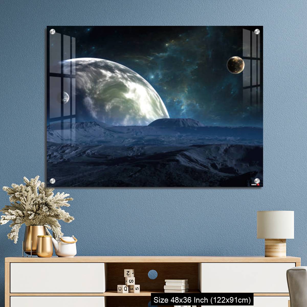 OMGs Acrylic Wall Decor – New Exoplanet or Extrasolar planet with atmosphere and moon - Image 3