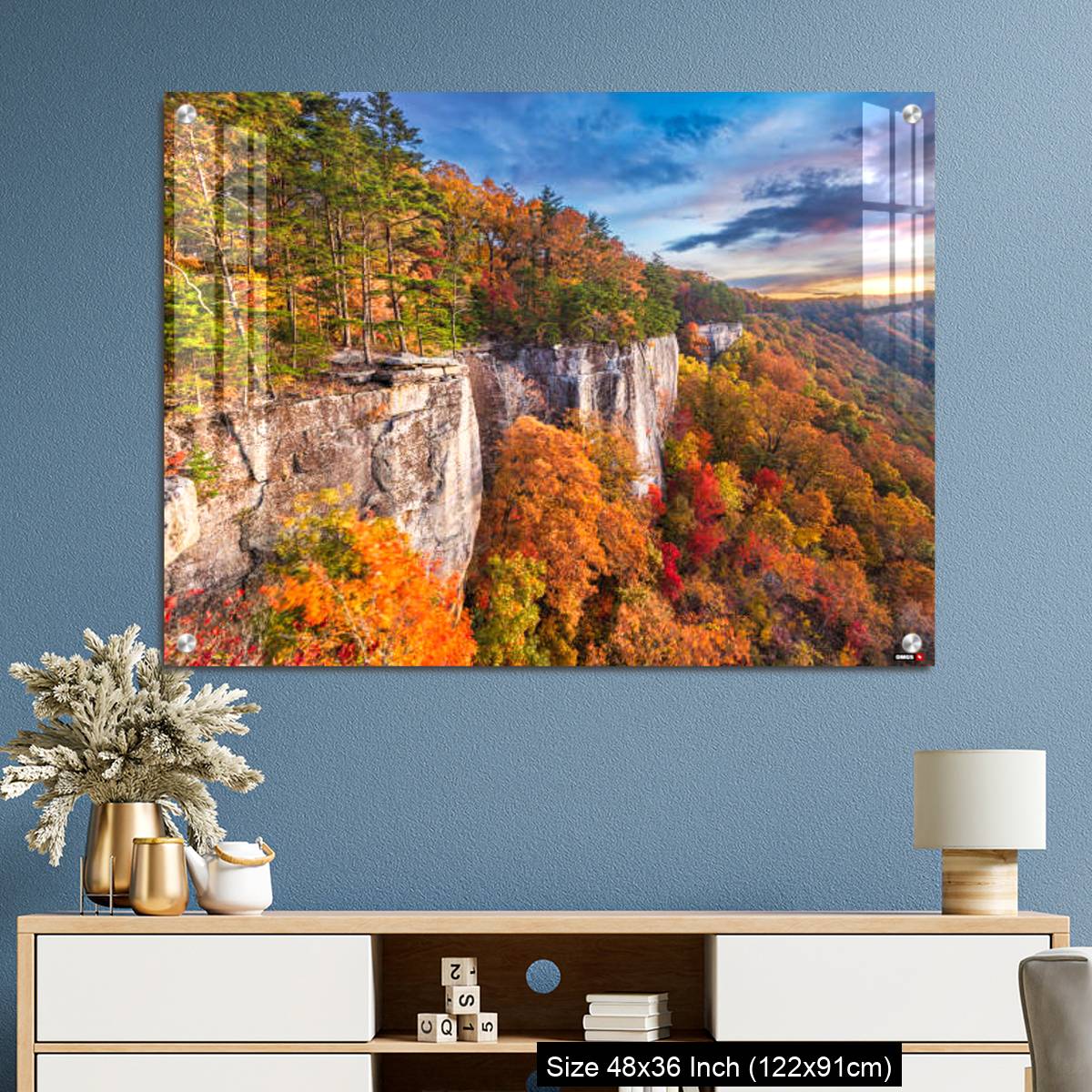 OMGs Acrylic Wall Decor – New River Gorge, West Virgnia, USA autumn morning - Image 3
