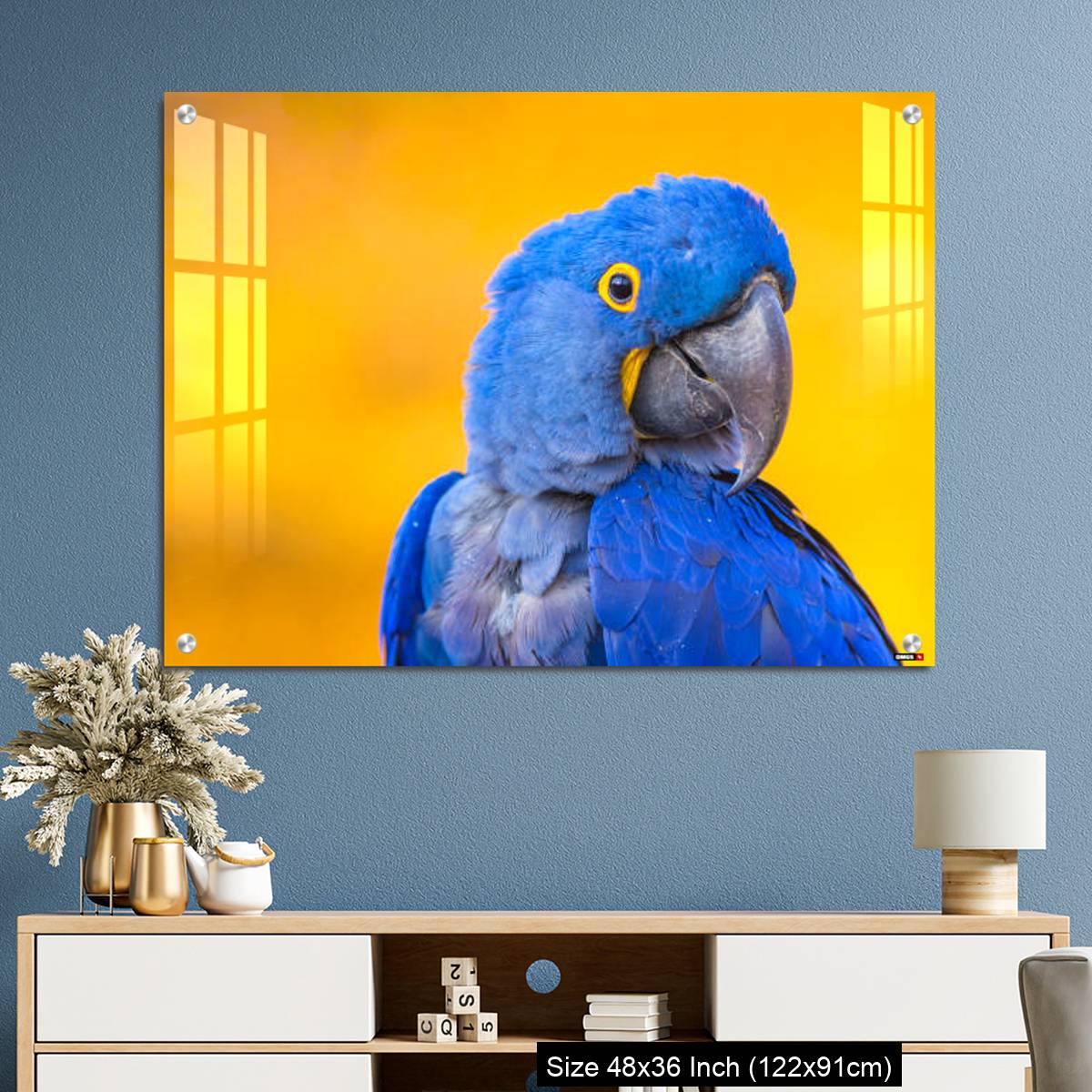 OMGs Acrylic Wall Decor – Portrait of big blue parrot Hyacinth Macaw - Image 3