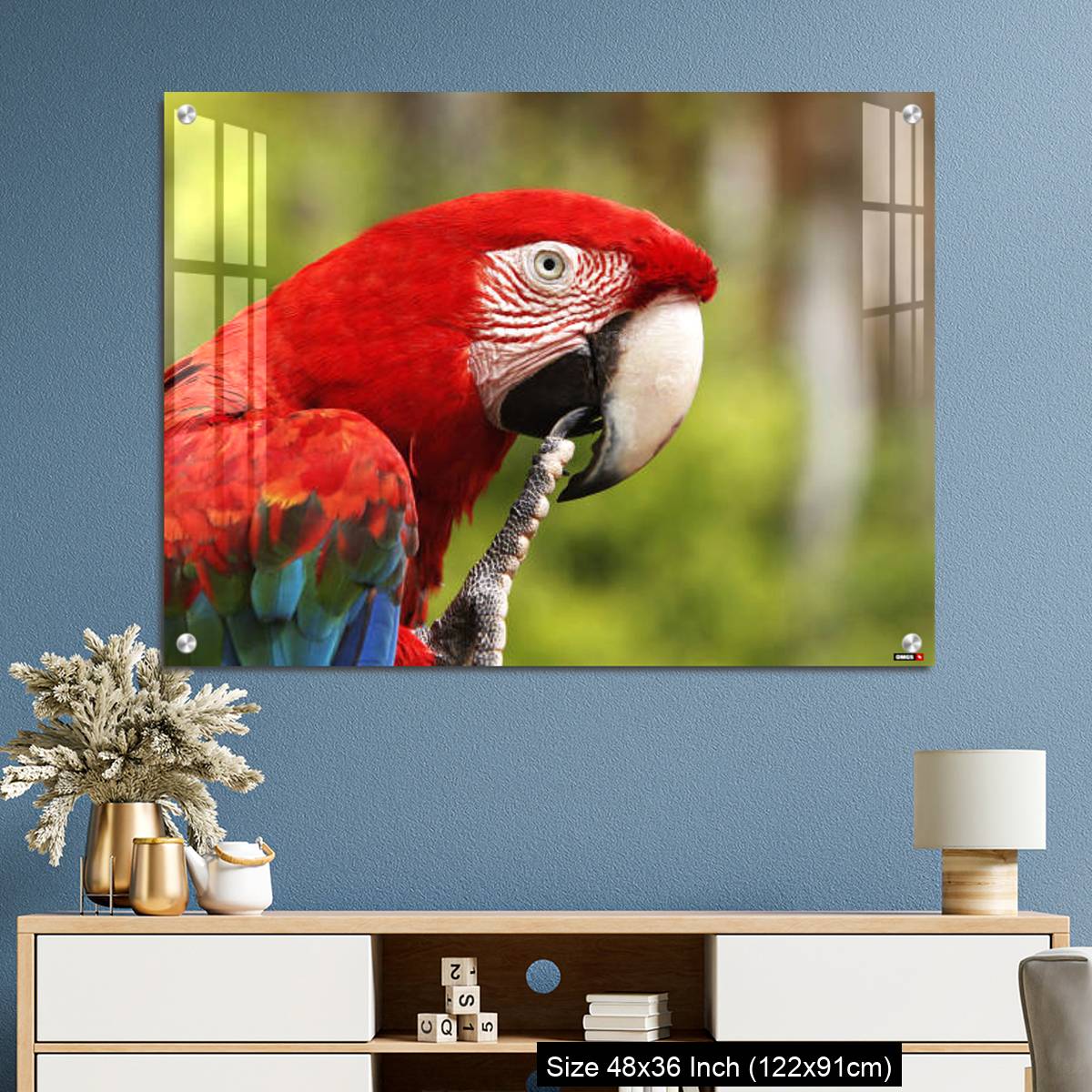 OMGs Acrylic Wall Decor – Red-and-Green Macaw, ara chloroptera, Portrait of Adult - Image 3