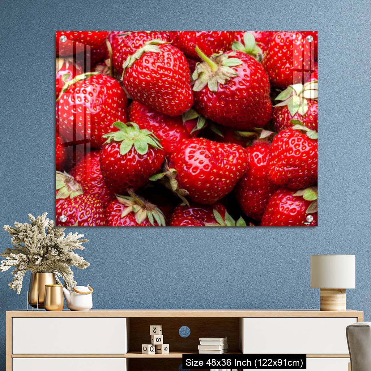OMGs Acrylic Wall Decor – Ripe organic strawberries full frame background - Image 3