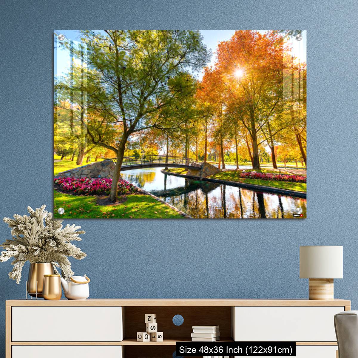 OMGs Acrylic Wall Decor – Rymill Park with bridge over the pond in Adelaide city - Image 3