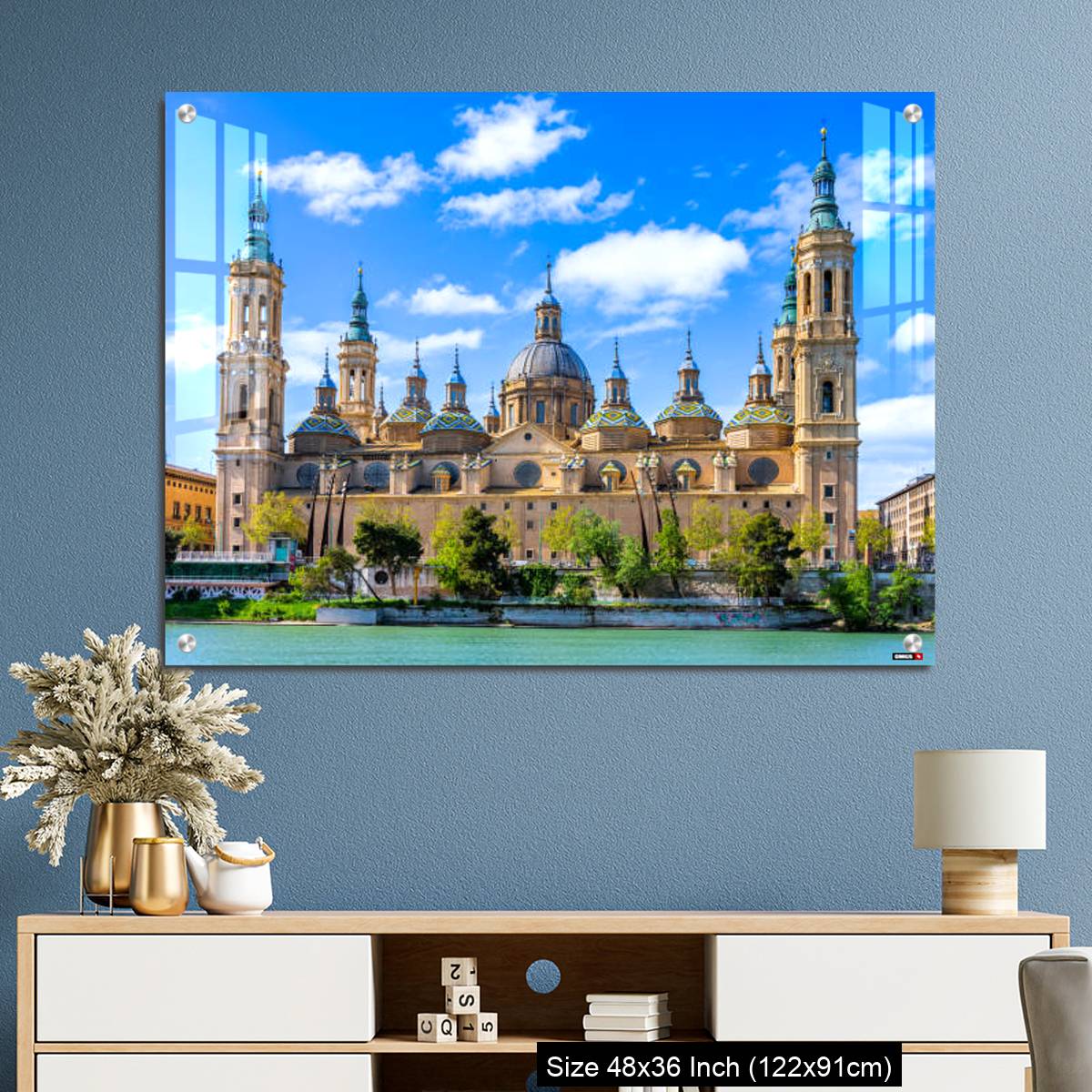 OMGs Acrylic Wall Decor – The Basilica of Our Lady of the Pillar seen from the Ebro river - Image 3