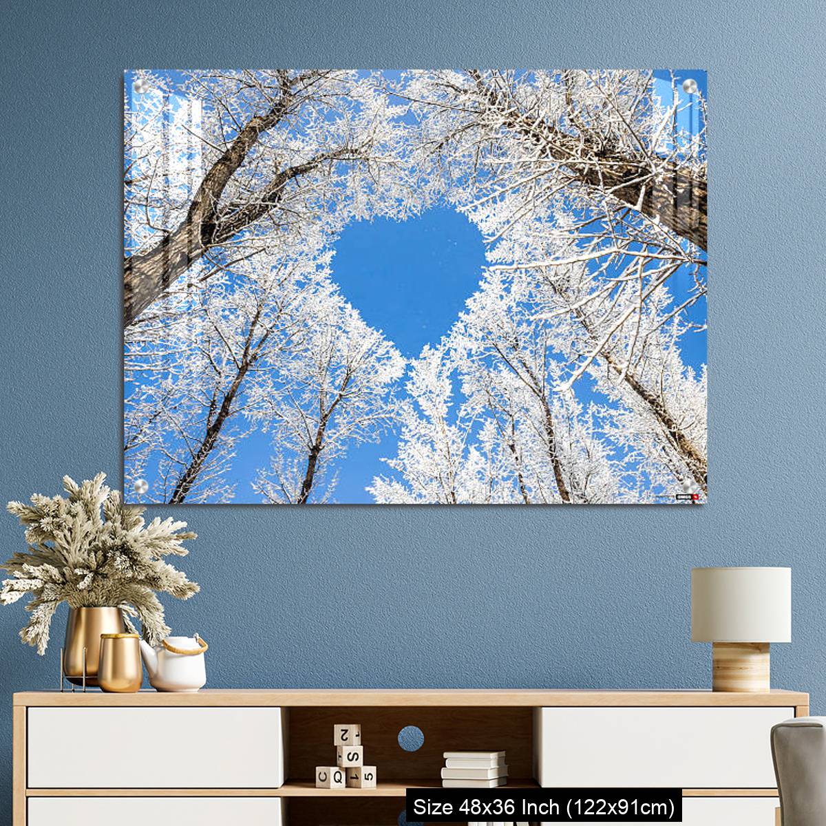 OMGs Acrylic Wall Decor – Winter landscape,branches form a heart-shaped pattern - Image 3