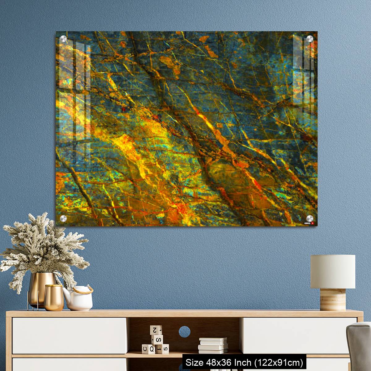 OMGs Acrylic Wall Decor – Yellow orange blue abstract grunge background - Image 3