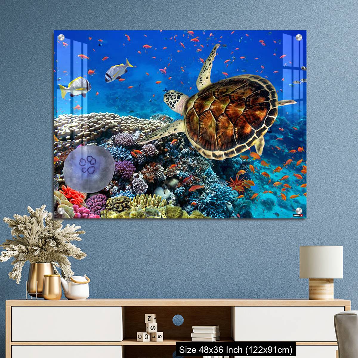 OMGs Acrylic Wall Decor – colorful coral reef with many fishes and sea turtle - Image 3