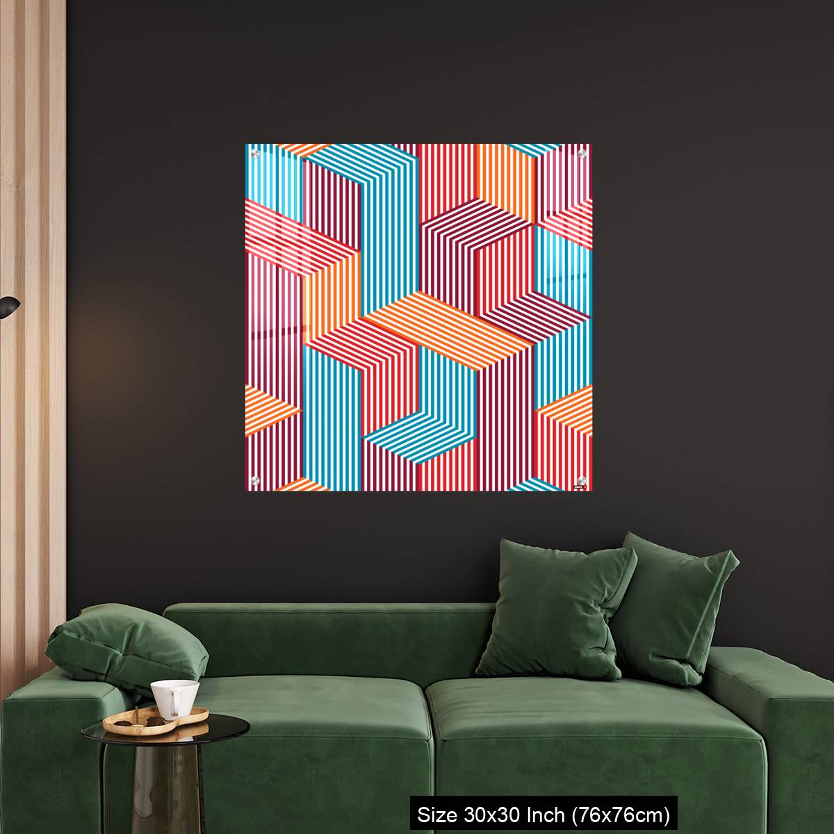 OMGs Acrylic Wall Decor – 3D dimensional lined cubes seamless pattern, geometric endless texture with lines and boxes - Image 4