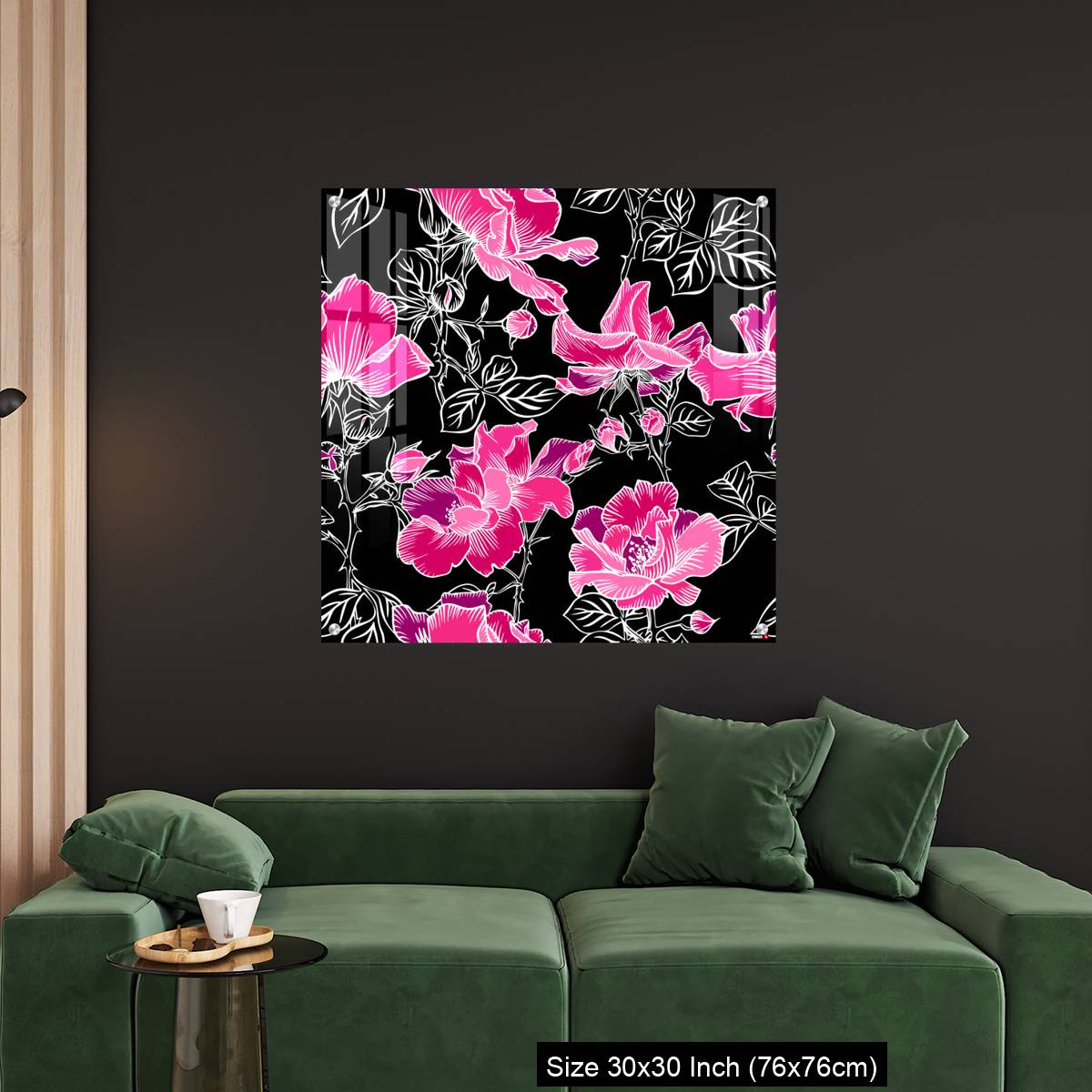 OMGs Acrylic Wall Decor – Seamless pattern with blossom red large roses petals buds and leaves. - Image 4
