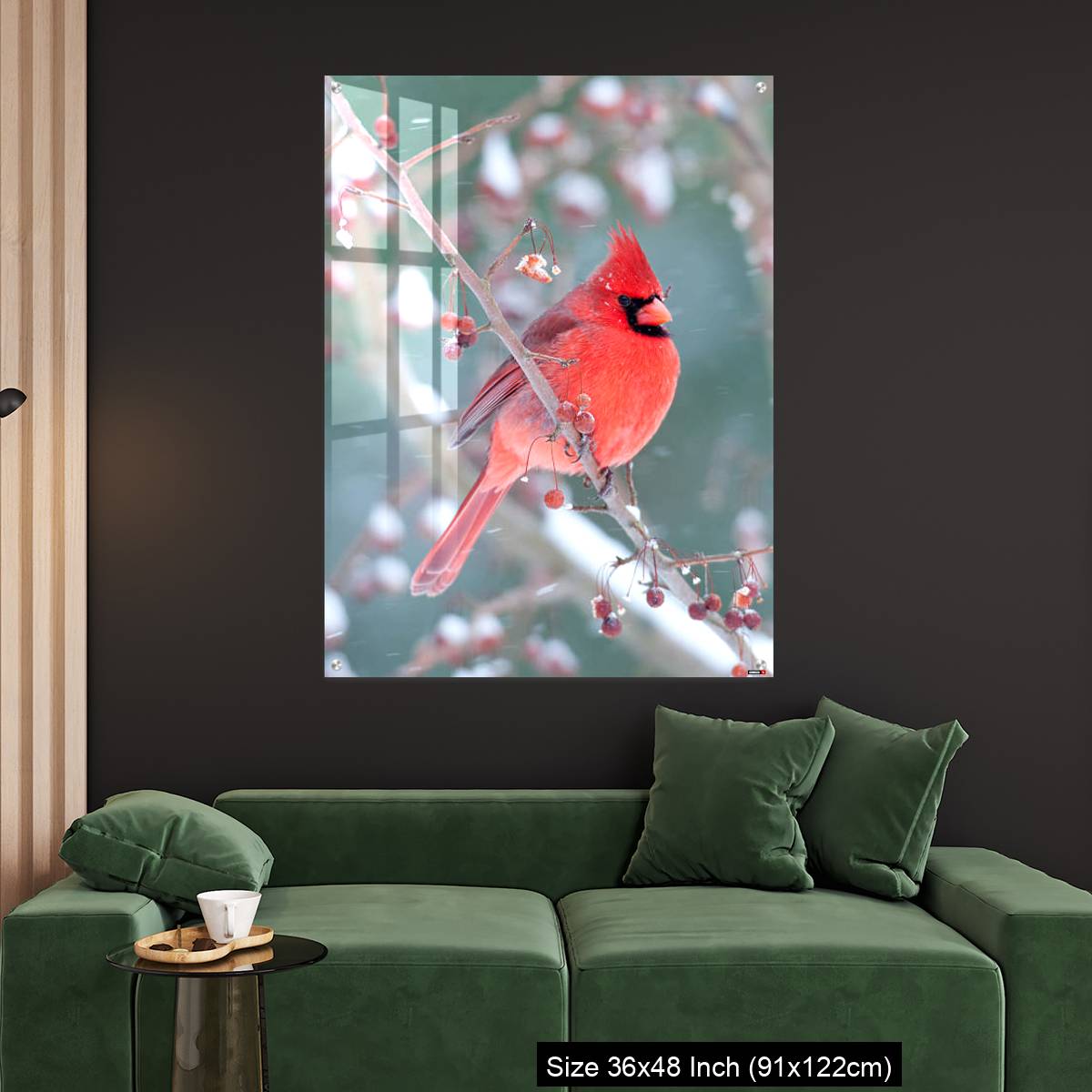 OMGs Acrylic Wall Decor – Northern Cardinal and light snow in winter - Image 4