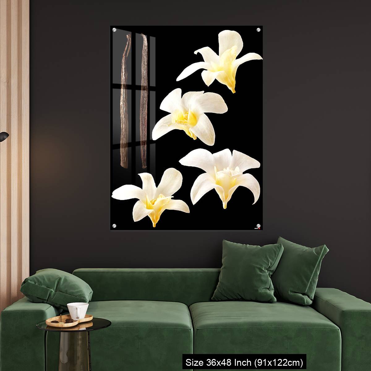OMGs Acrylic Wall Decor – Vanilla flowers and stick isolated on black background - Image 4