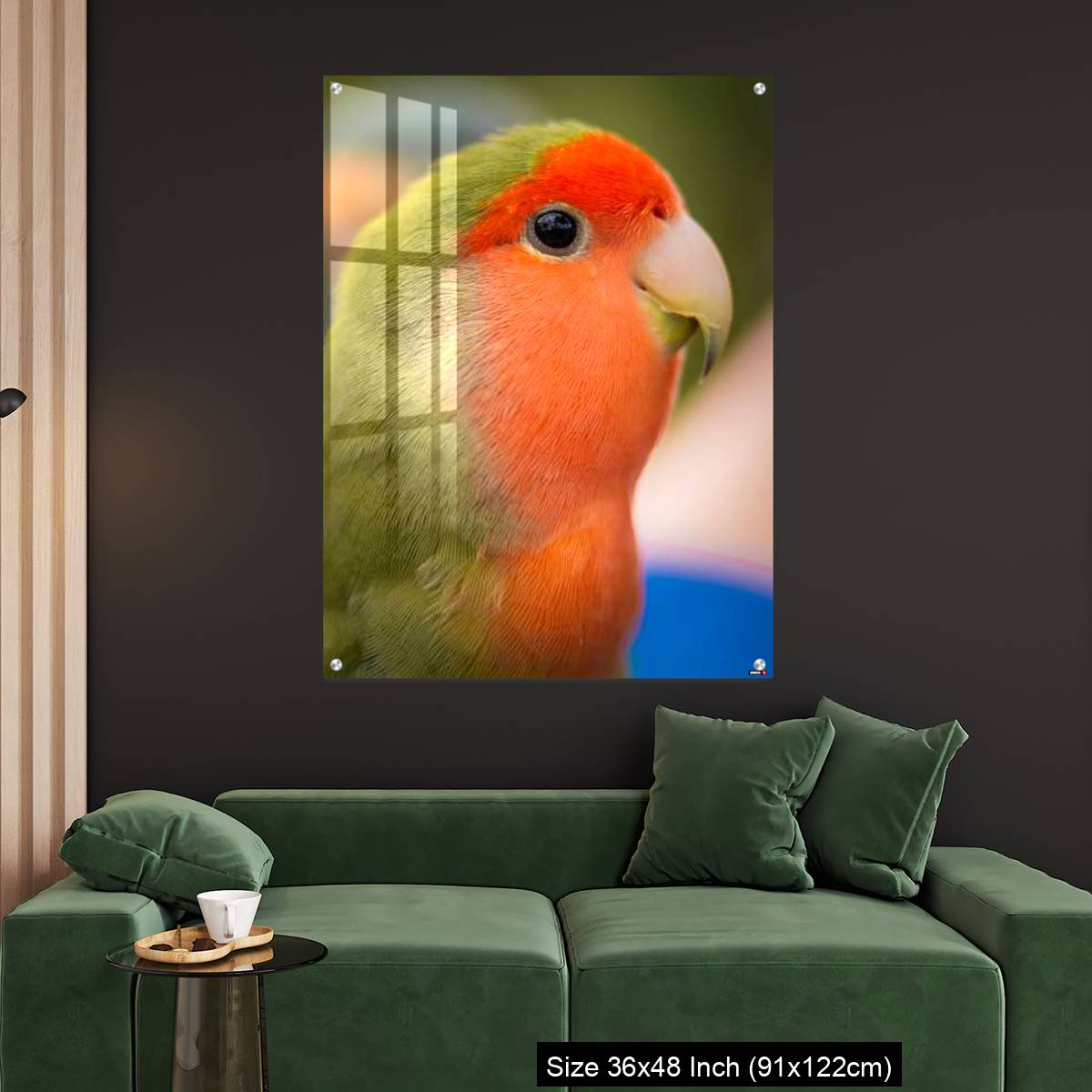 OMGs Acrylic Wall Decor – Vibrant rosy-faced lovebird - Image 4