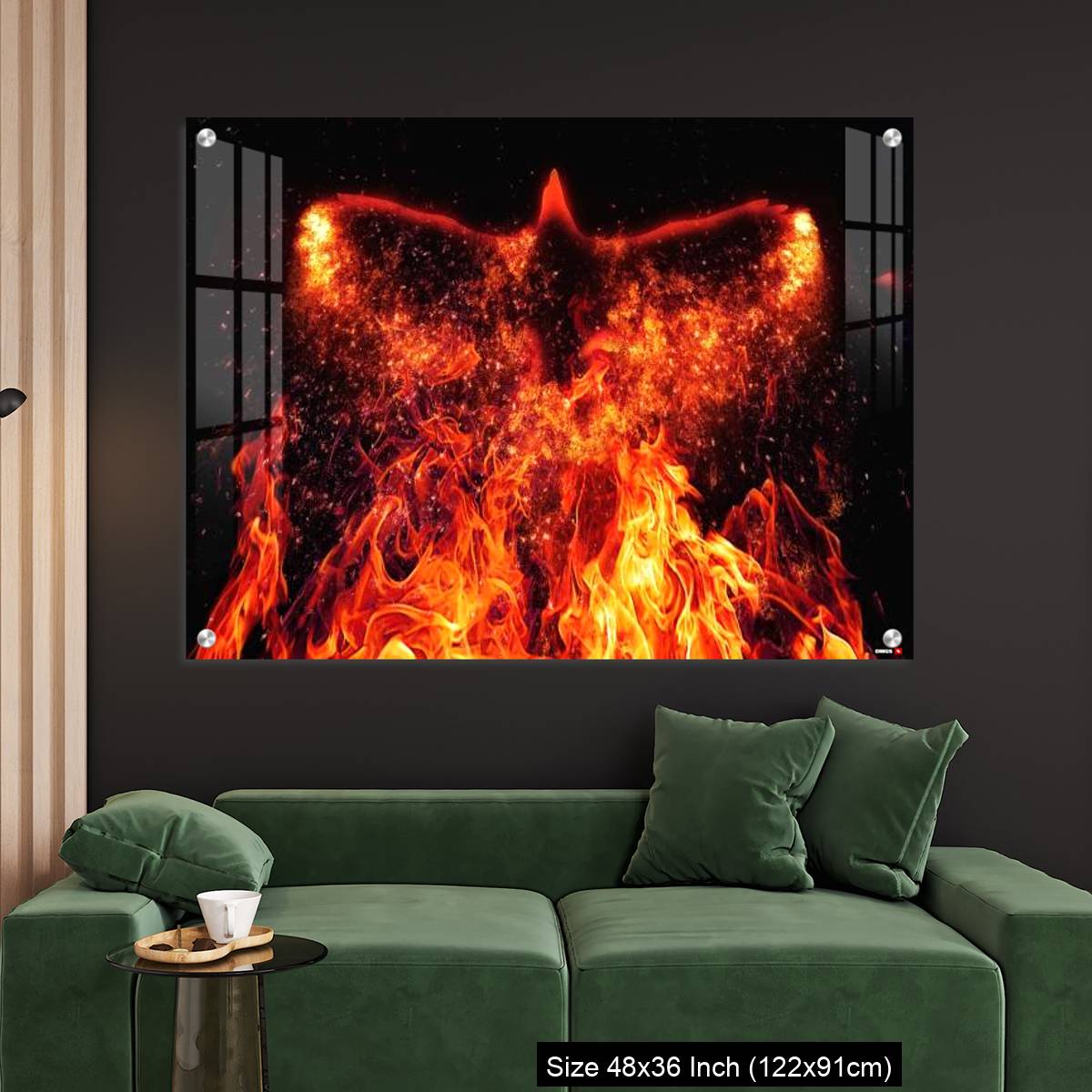 OMGs Acrylic Wall Decor – A firebird flapping its wings in the dark - Image 4