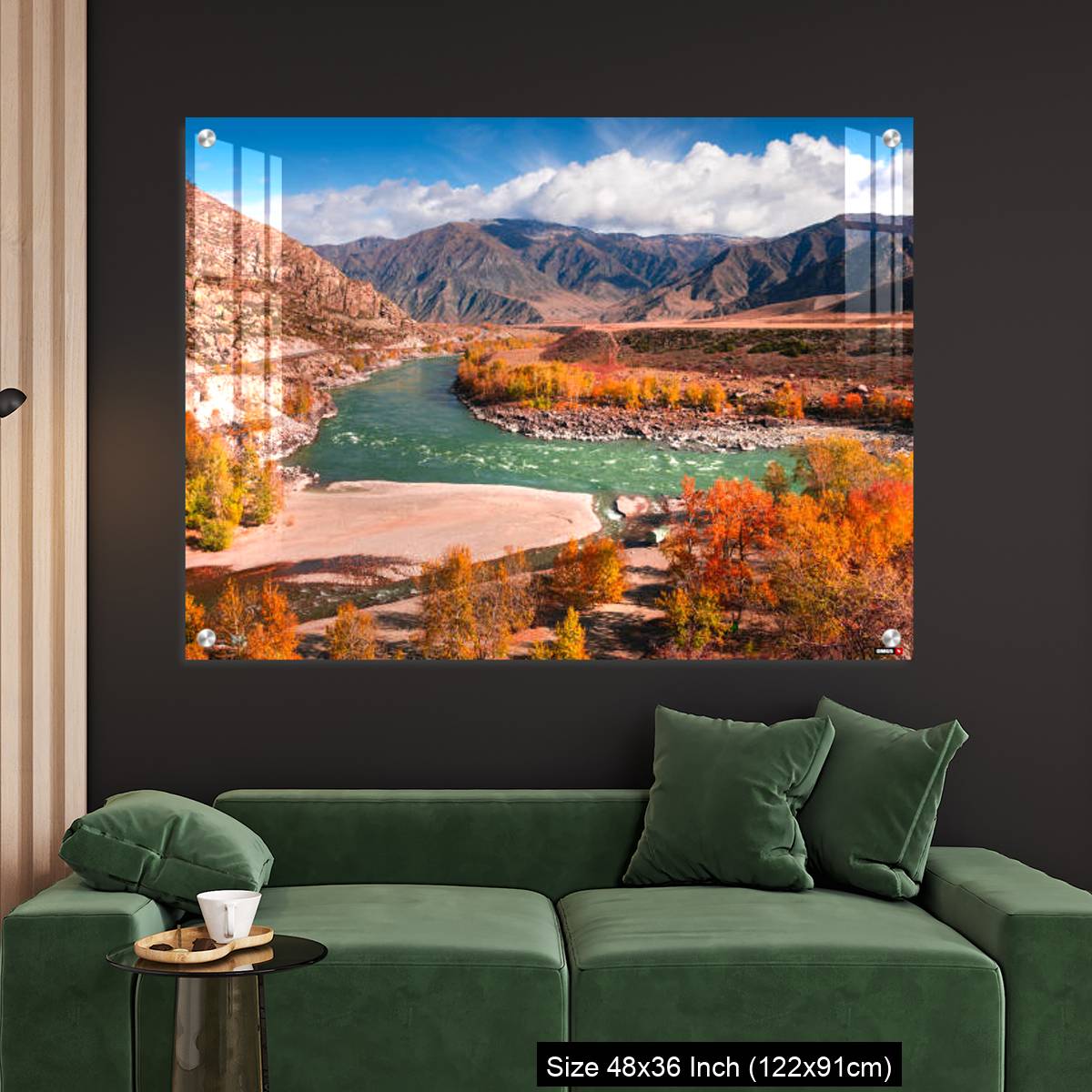 OMGs Acrylic Wall Decor – Autumn landscape of Katun river and mountains with yellow trees in Altai, Siberia, Russia. - Image 4