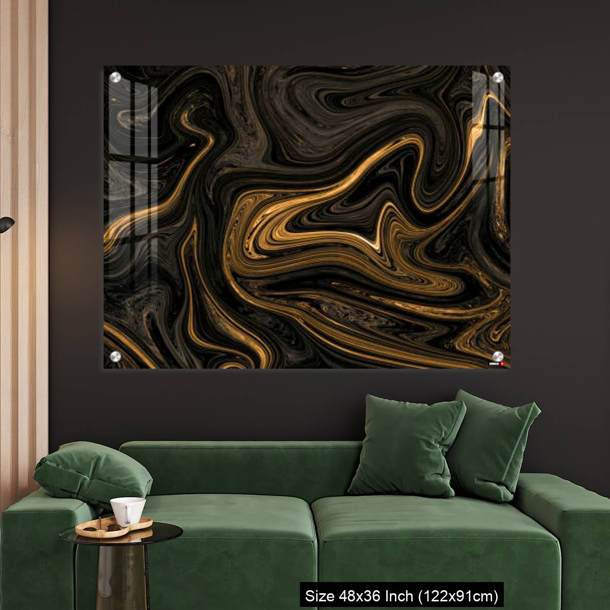 OMGs Acrylic Wall Decor – Black Golden Liquied Pattern Background With Design For Wall, Floor - Image 4