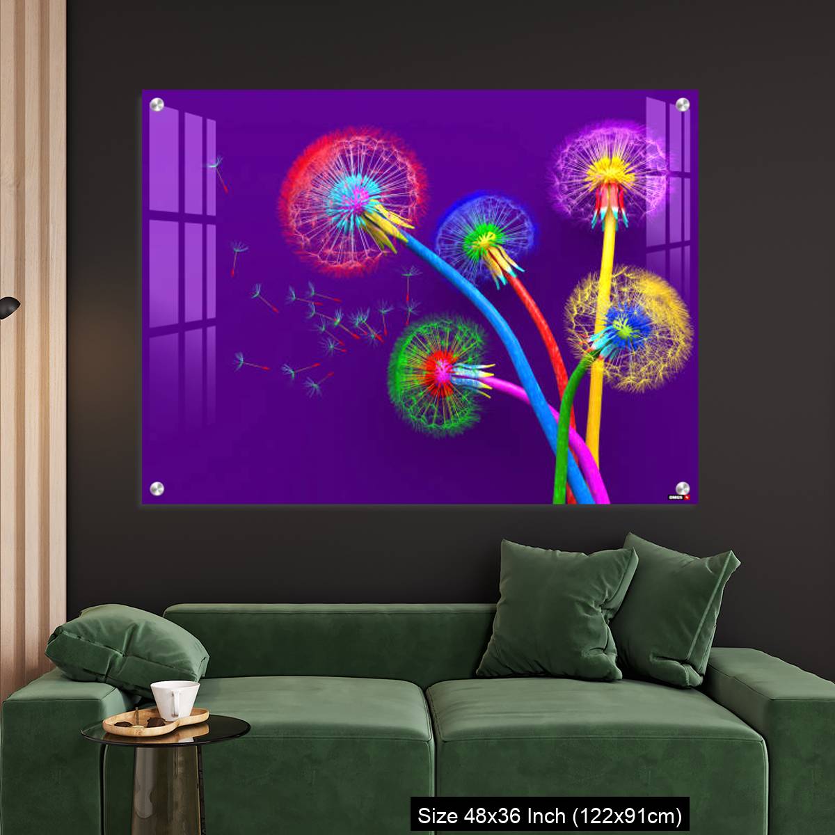 OMGs Acrylic Wall Decor – Bouquet of five flowers of blossoming dandelions of unusual colorful colors - Image 4
