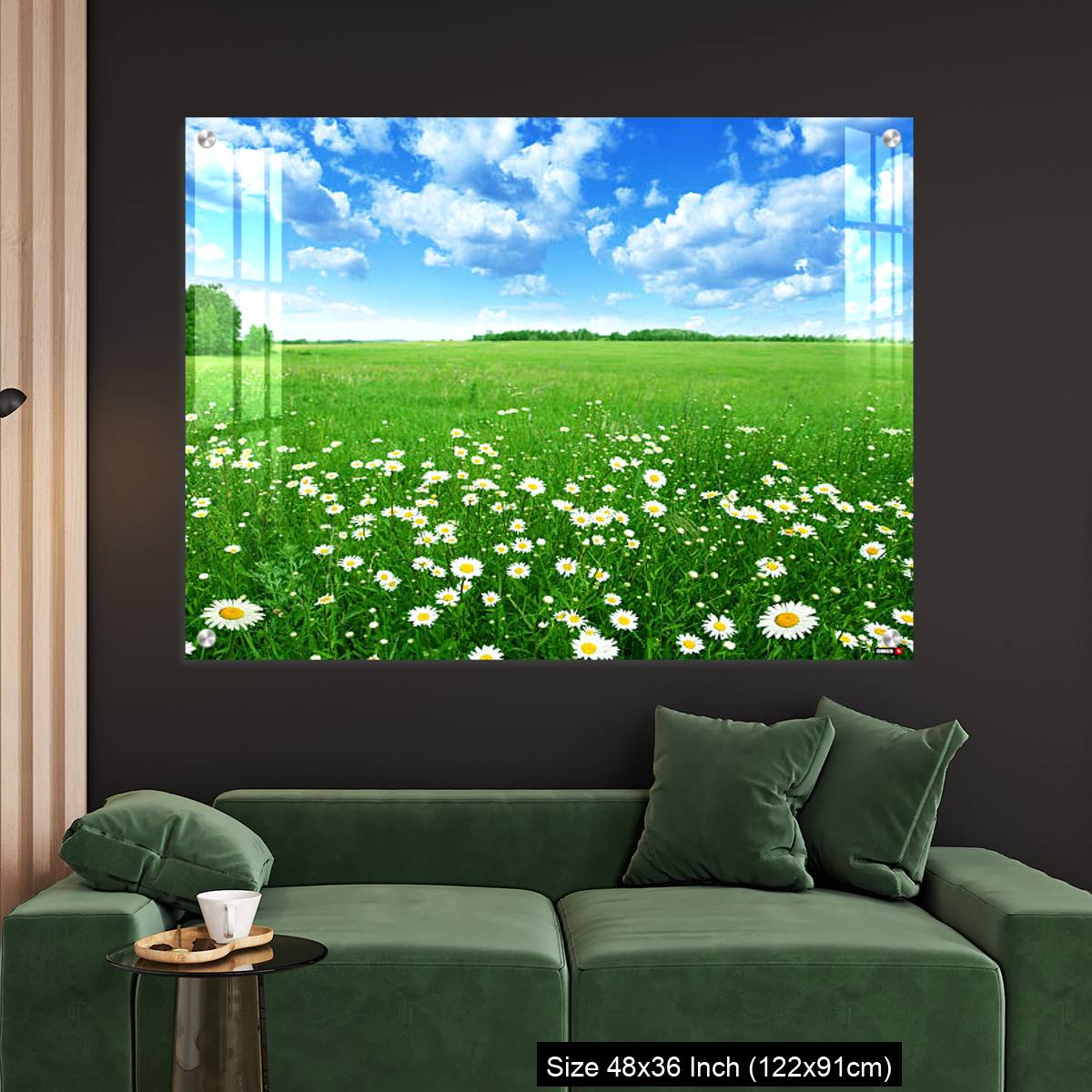 OMGs Acrylic Wall Decor – Field with white daisies under blue sky. - Image 4
