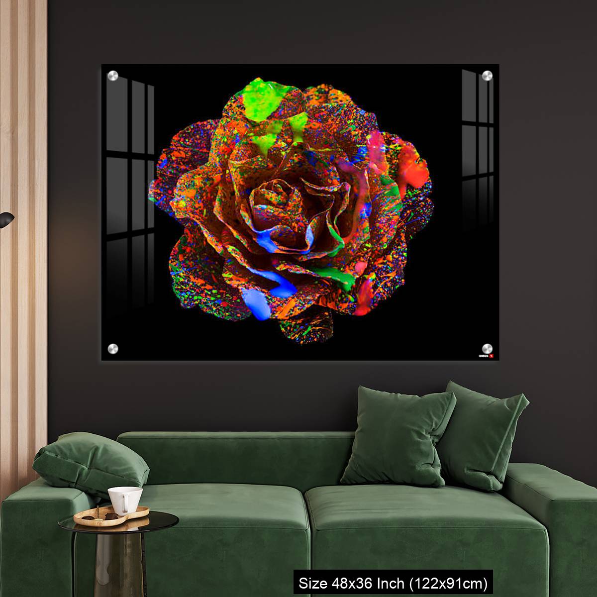 OMGs Acrylic Wall Decor – Flower on Color ink illuminating with black light - Image 4