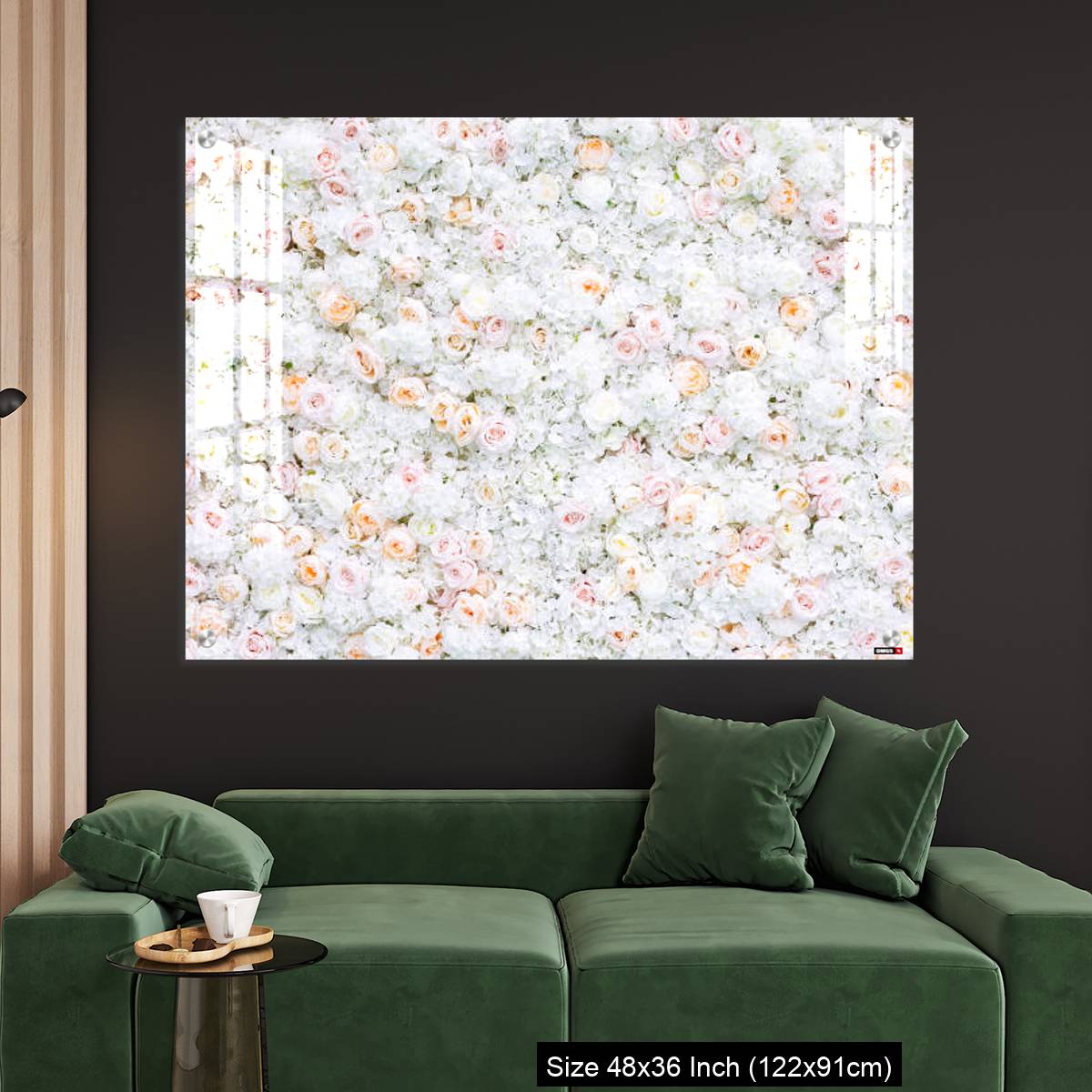 OMGs Acrylic Wall Decor – Flowers wall background with white and light orange roses. - Image 4