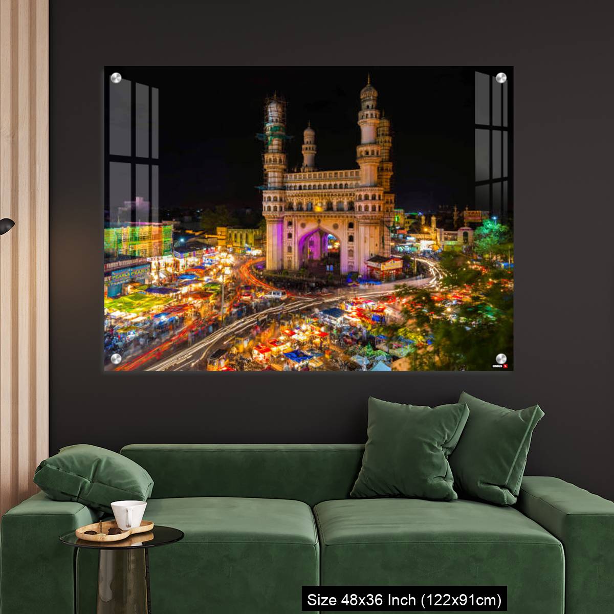 OMGs Acrylic Wall Decor – High Wide Angle View of Charminar in the Night - Image 4