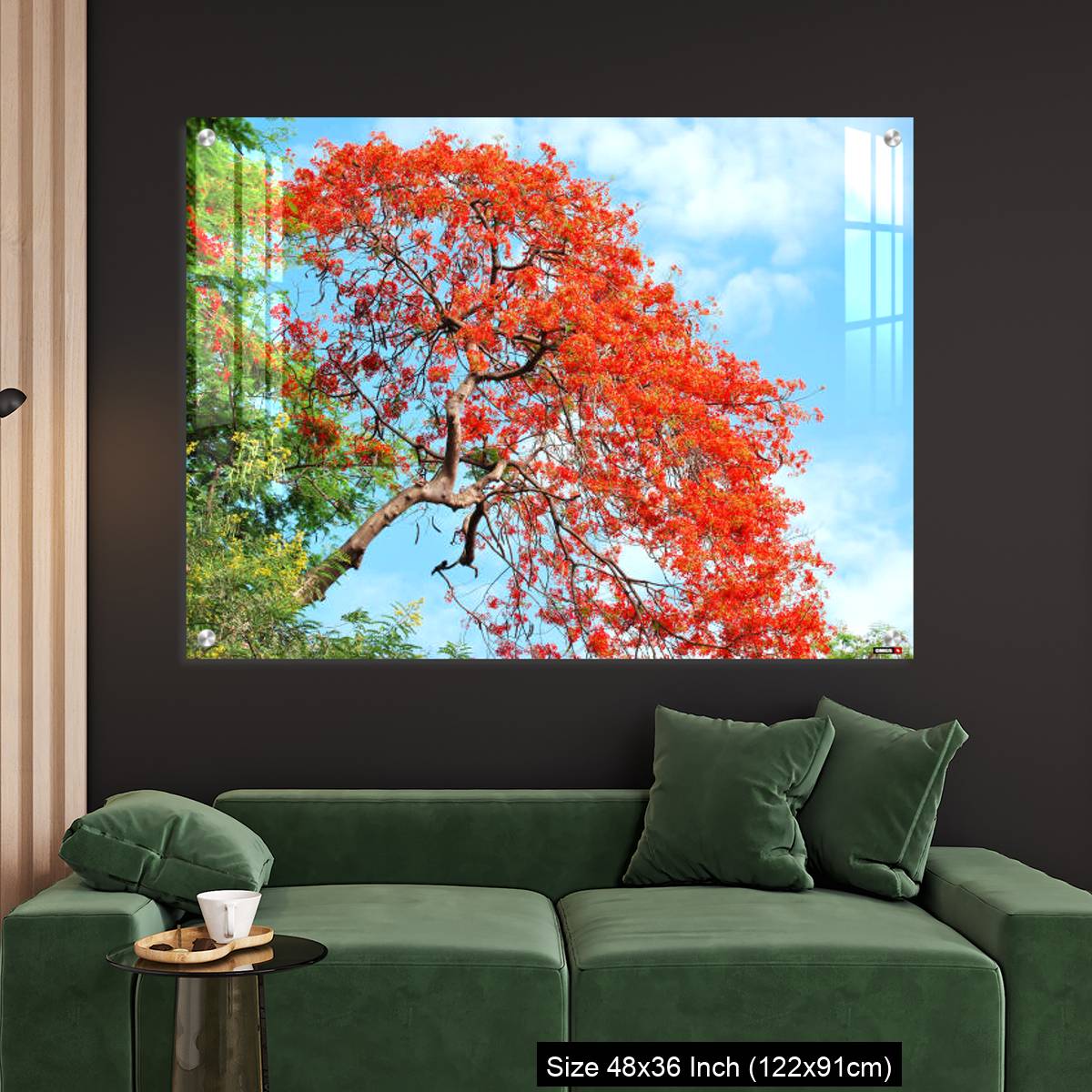 OMGs Acrylic Wall Decor – Gul Mohar tree in full bloom against a bright blue tropical sky in Mumbai, India. - Image 4