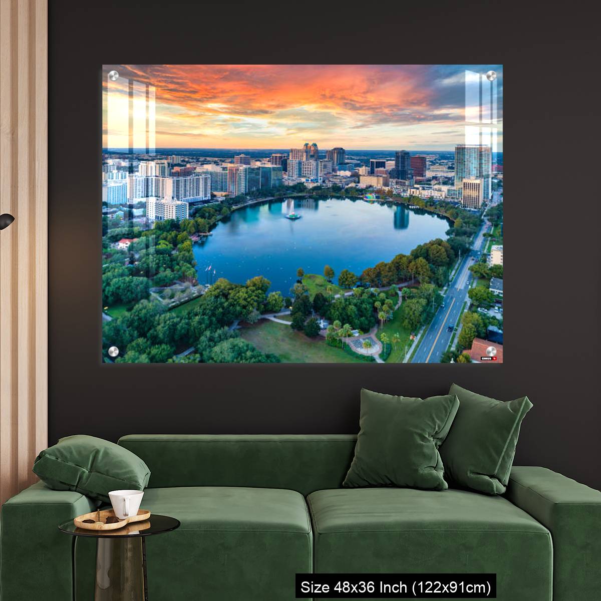 OMGs Acrylic Wall Decor – Orlando, Florida, USA Downtown Drone Skyline Aerial - Image 4